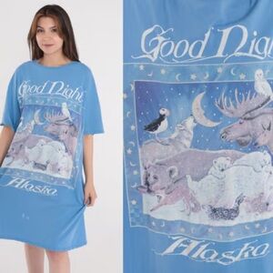 Vintage Hanes Blue Good Night Alaska Sleep Shirt